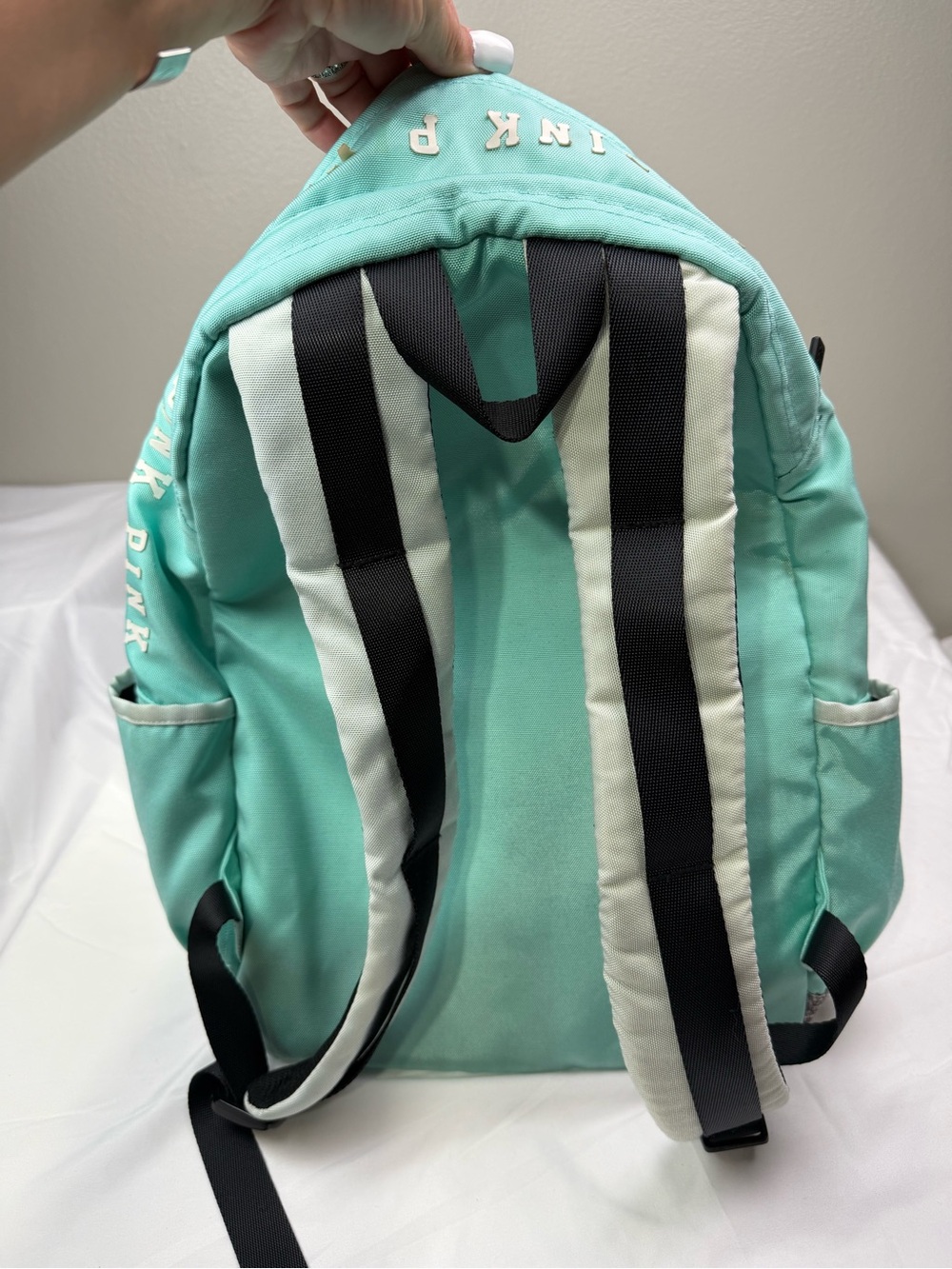 PINK Victoria's Secret Mint and Gray Kids Backpack - Picture 3 of 8